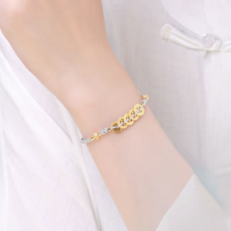 KarmaRipple's Bronze Coin Fortune Tree Pearl Fortune Blue Rope Woven Bracelet p14