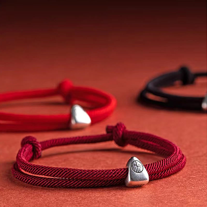 KarmaRipple's 925 Sterling Silver Fu Character Blessing Handmade Woven Bracelet p17