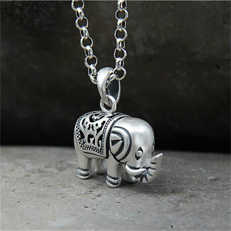 KarmaRipple's 990 Sterling Silver Elephant Strength Pendant Necklace p9