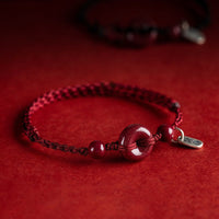 KarmaRipple's Handmade Cinnabar Peace Buckle Safe and Healthy Talisman Blessing String Bracelet Anklet