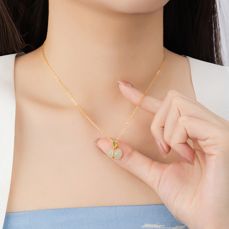 KarmaRipple's 925 Sterling Silver Hetian Jade Gourd Abundance Pendant Necklace p8