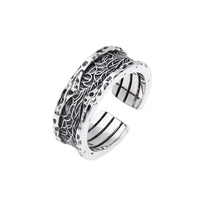 KarmaRipple's 925 Sterling Silver Retro Tang Dynasty Flower Design Fortune Adjustable Ring