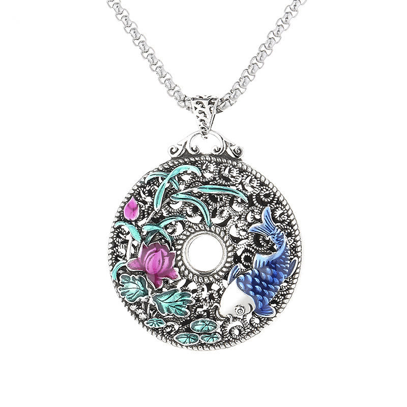 KarmaRipple's Koi Fish Lotus Peace Buckle Fu Character Wealth Fortune Pendant Necklace p7