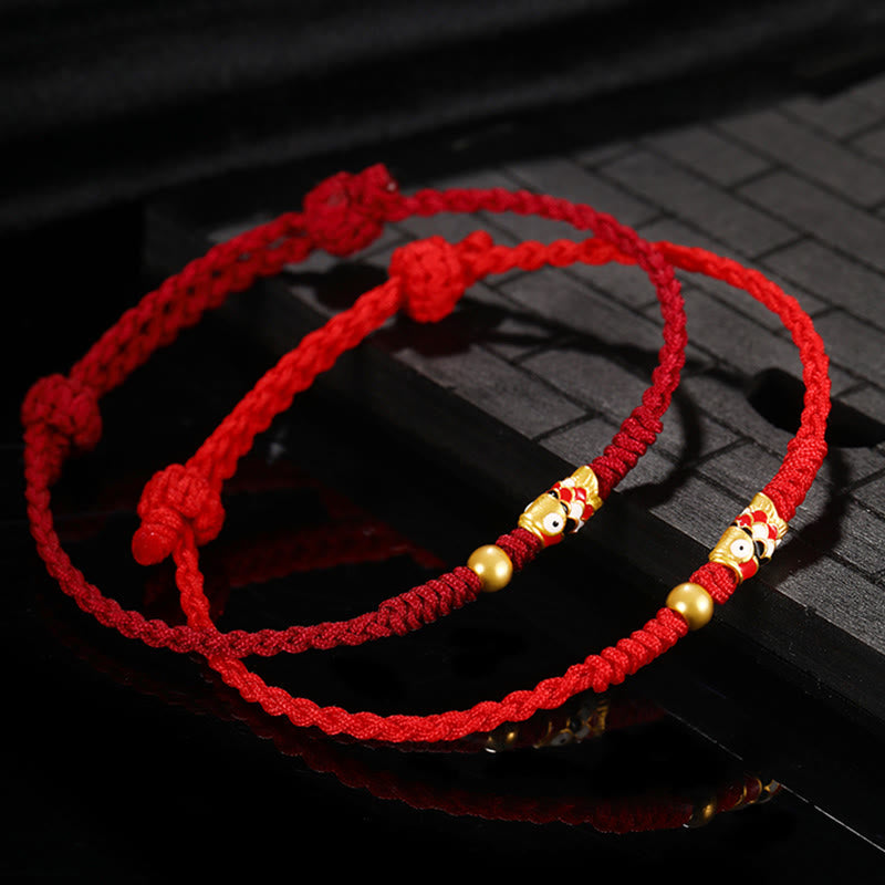 KarmaRipple's 999 Gold Fortune Koi Fish Handcrafted Woven String Bracelet p3