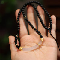 KarmaRipple's 925 Sterling Silver Black Onyx Chalcedony Protection Beaded Pendant Necklace