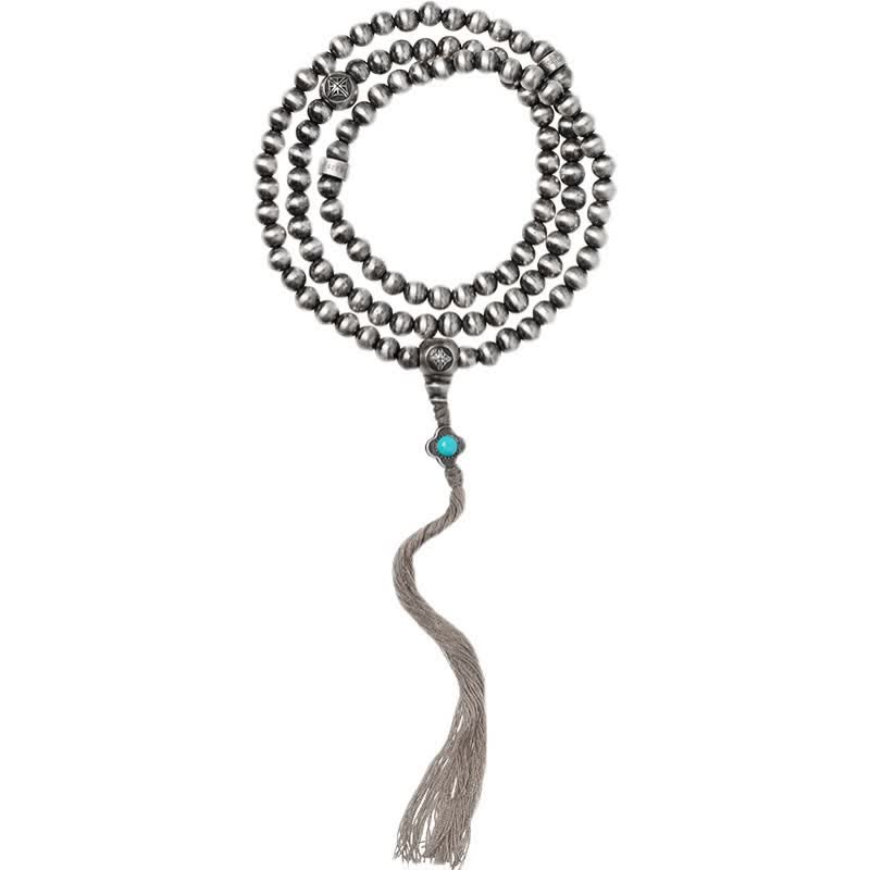 KarmaRipple's 108 Mala Beadwork 925 Sterling Silver Red Agate Turquoise Confidence Talisman Bracelet p14