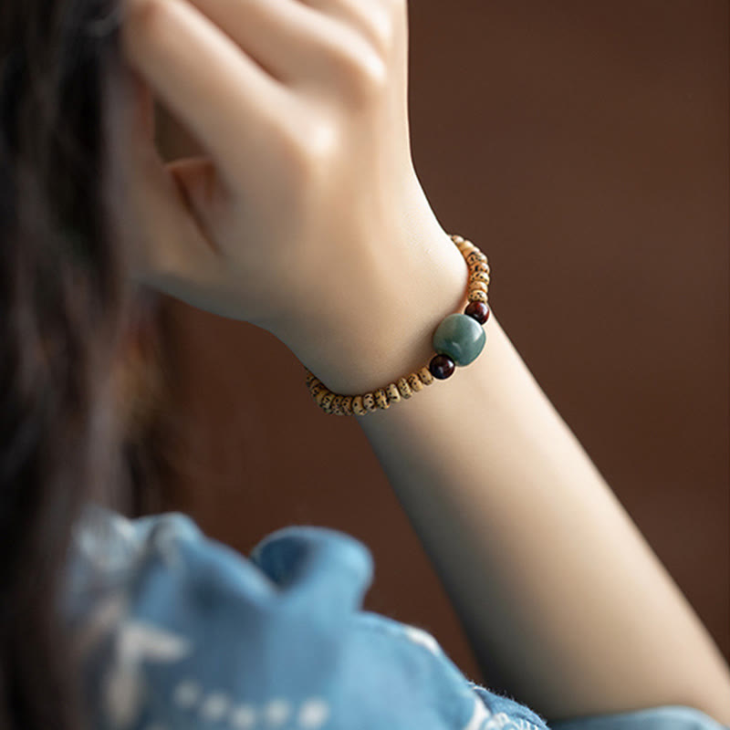 KarmaRipple's Bodhi Seed Small Leaf Red Sandalwood Wisdom Bracelet p11