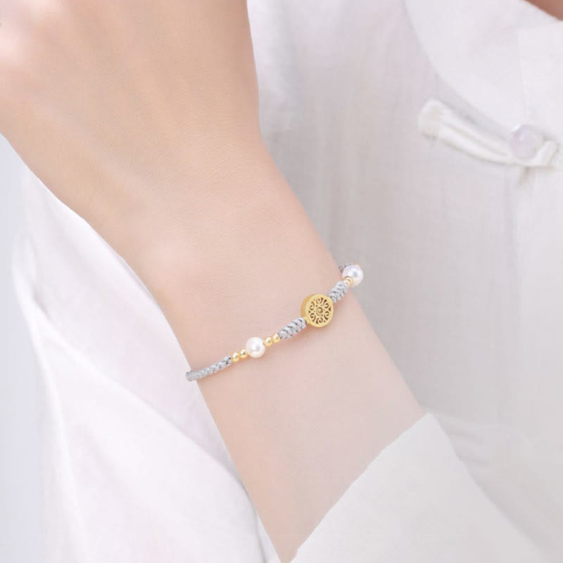 KarmaRipple's Bronze Coin Fortune Tree Pearl Fortune Blue Rope Woven Bracelet p28