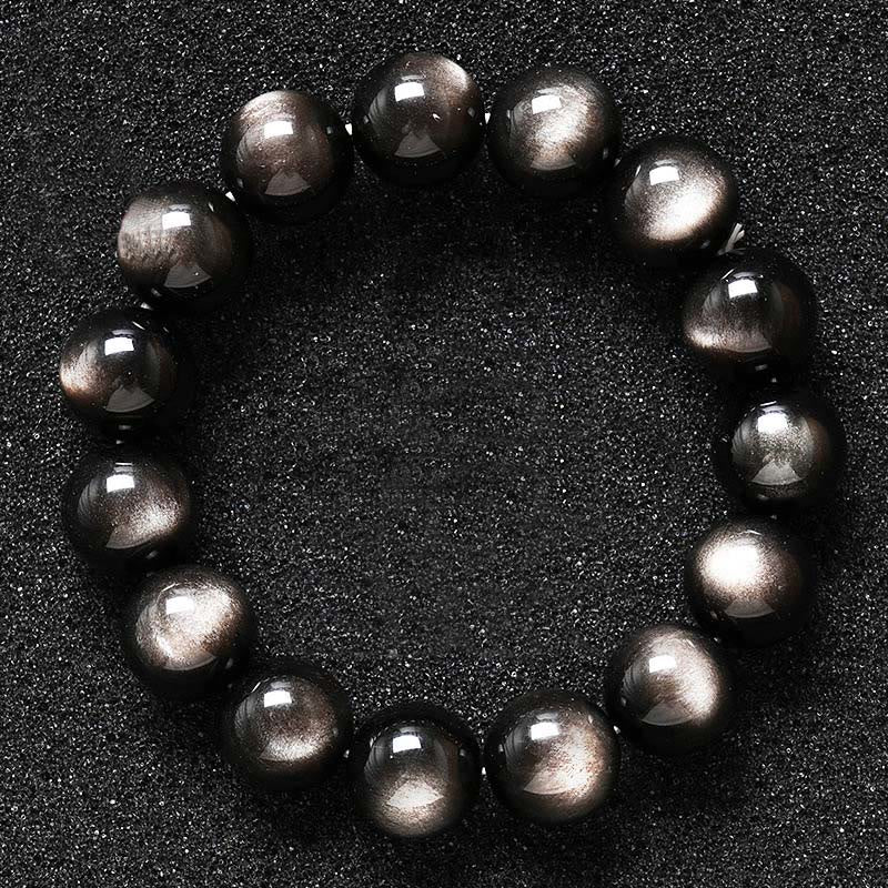 KarmaRipple's Authentic Silver Sheen Obsidian Soothing Protection Bracelet p32
