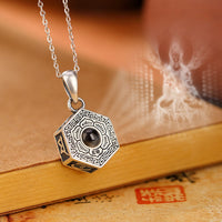 KarmaRipple's 990 Sterling Silver Tibetan Om Mani Padme Hum Lotus Love Projection Pendant Necklace