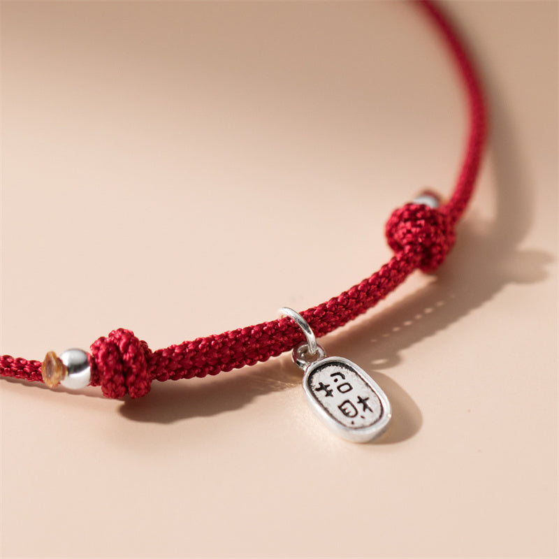 KarmaRipple's 999 Sterling Silver Fortune Bamboo Attract Fortune Colorful Red Rope Bracelet p4