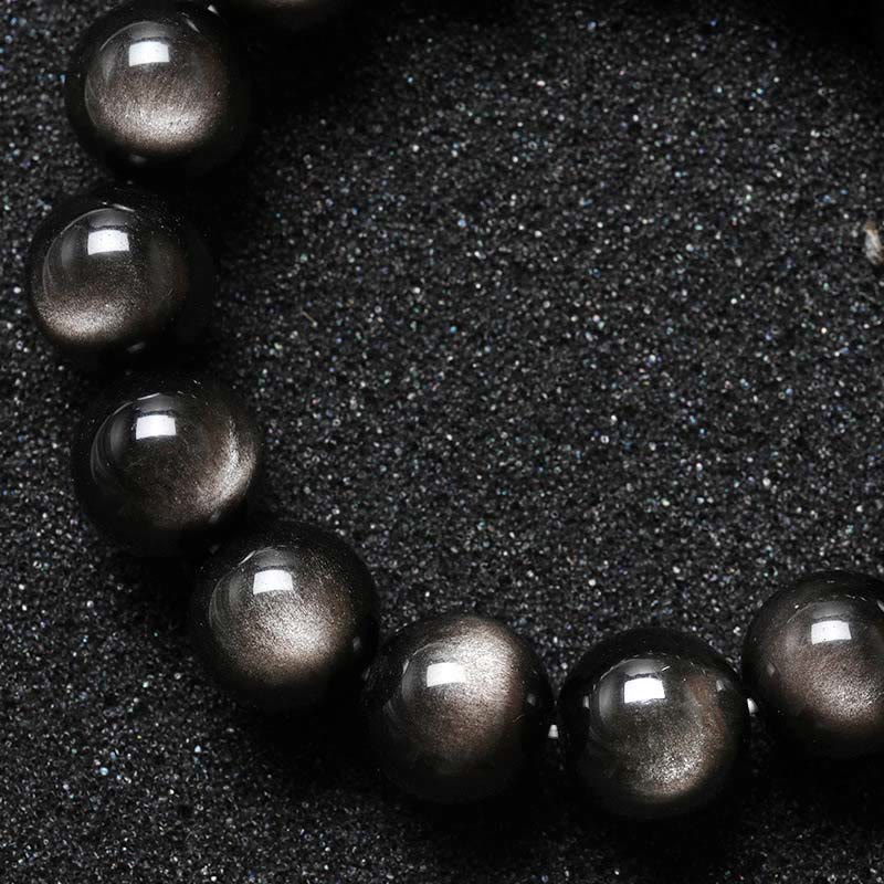 KarmaRipple's Authentic Silver Sheen Obsidian Soothing Protection Bracelet p8