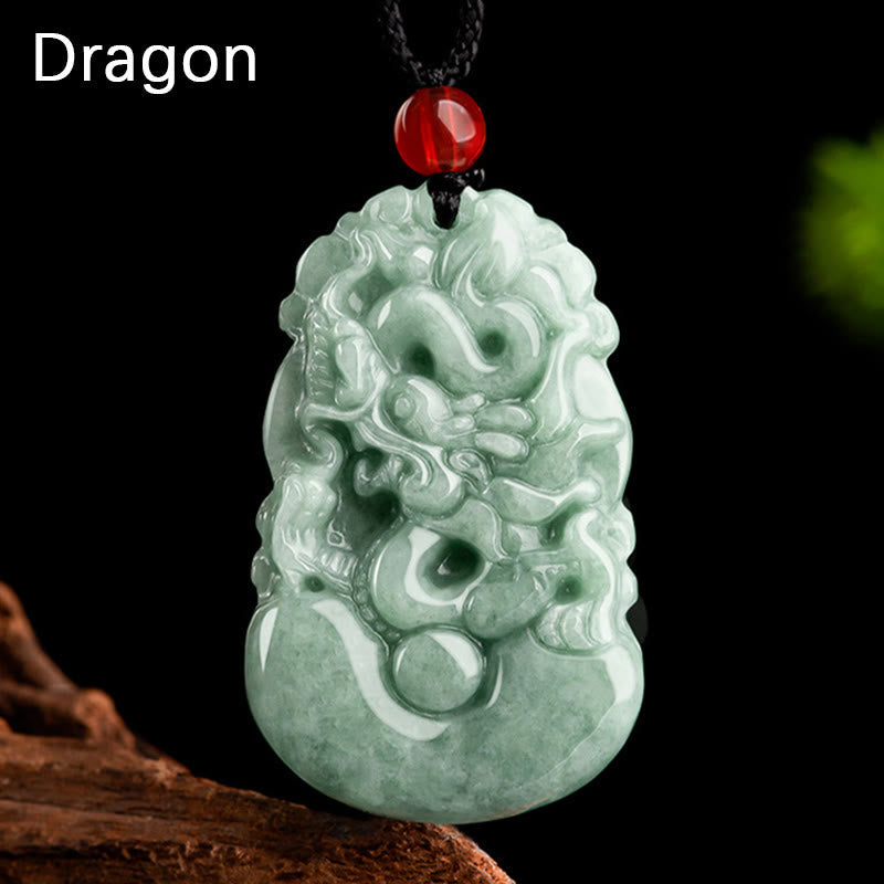 KarmaRipple's Authentic Green Jade 12 Chinese Zodiac Fortune Prosperity Pendant Necklace p1