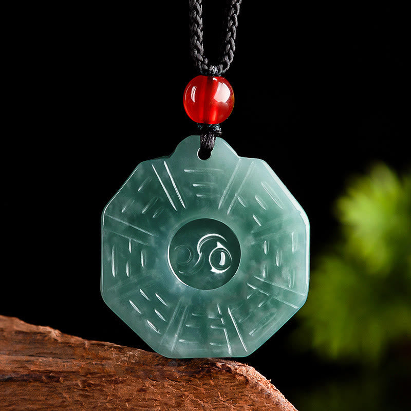 KarmaRipple's Authentic Jade FengShui Bagua Yin Yang Prosperity Pendant Necklace p1