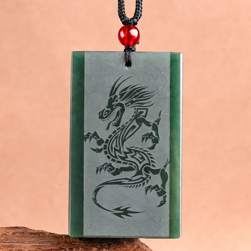 KarmaRipple's Hetian Cyan Jade Dragon Engraved Success Pendant Necklace p5