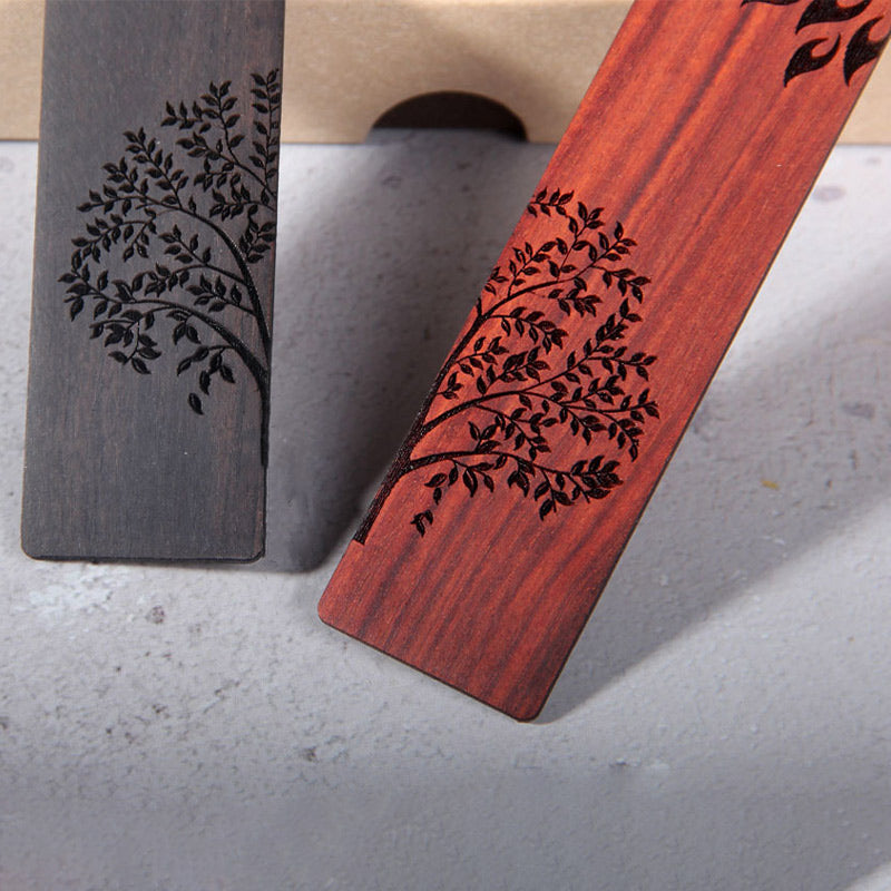 KarmaRipple's Sun Tree Ebony Wood Small Leaf Red Sandalwood Bookmarks With Gift Box p14