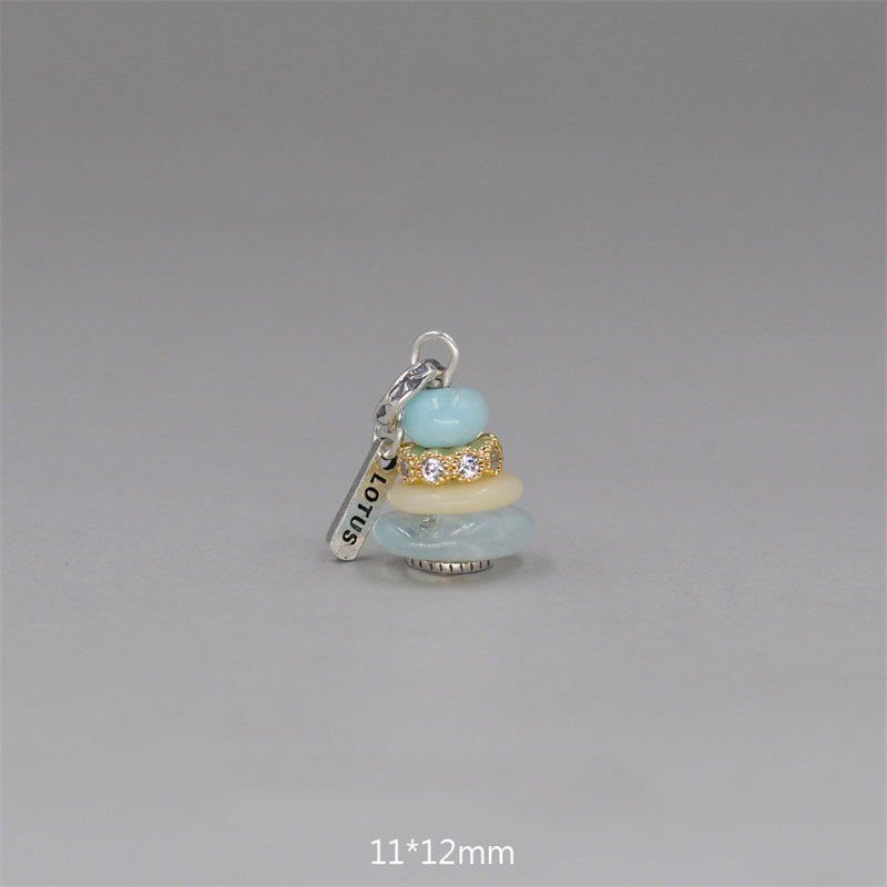 KarmaRipple's Zen Cairn Labradorite Various Crystals Calm Necklace Pendant p59