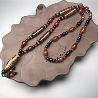 KarmaRipple's Nine-Eye Dzi Bead Red Agate Wealth Health Pendant