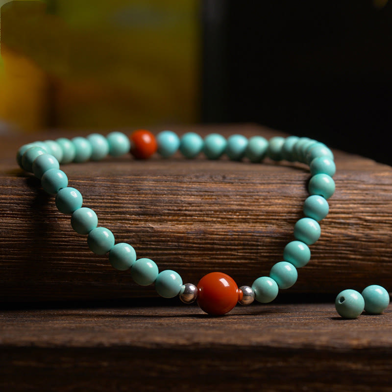 KarmaRipple's Turquoise Red Agate Bead Protection Bracelet p4