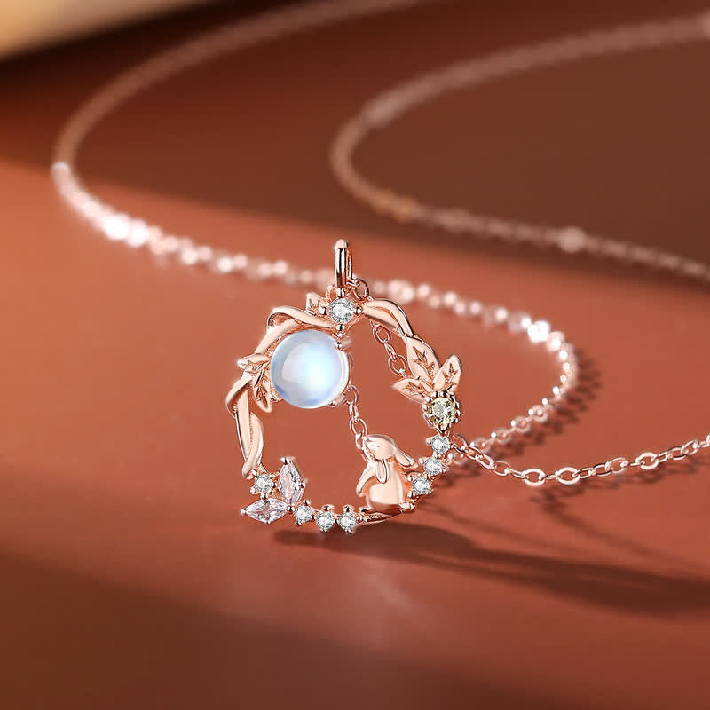 KarmaRipple's 925 Sterling Silver Year of the Rabbit Moonstone Moon Flower Pattern Pendant Necklace Bracelet Earrings p14