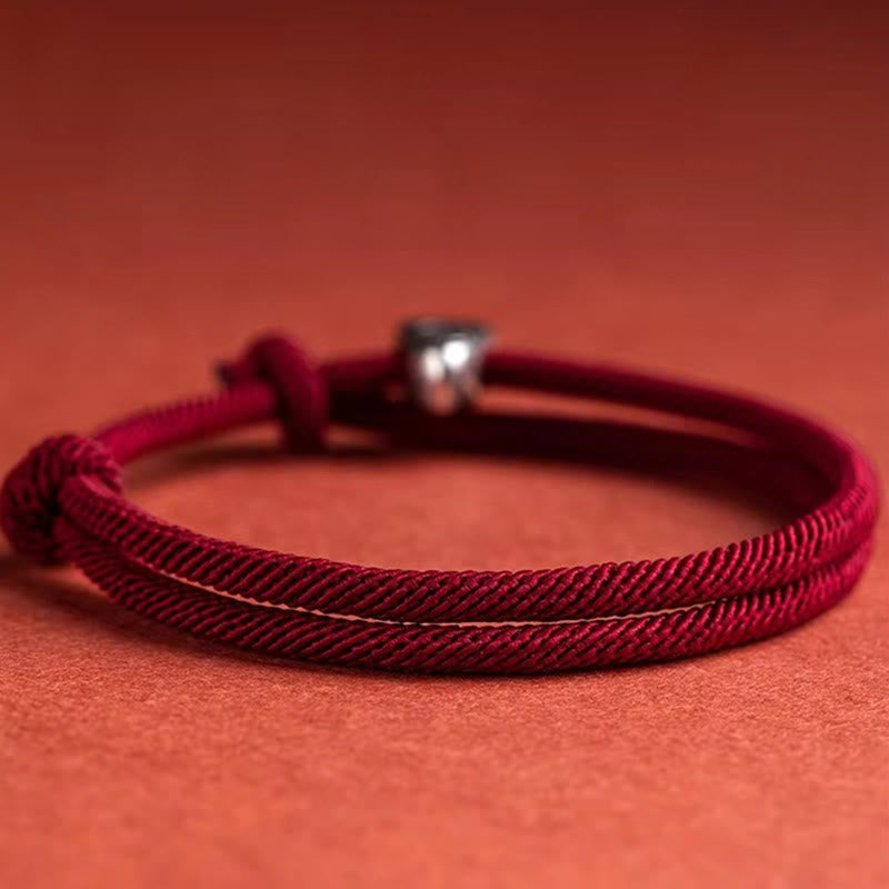 KarmaRipple's 925 Sterling Silver Fu Character Blessing Handmade Woven Bracelet p10