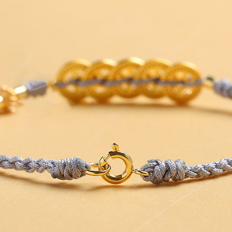 KarmaRipple's Bronze Coin Fortune Tree Pearl Fortune Blue Rope Woven Bracelet p7