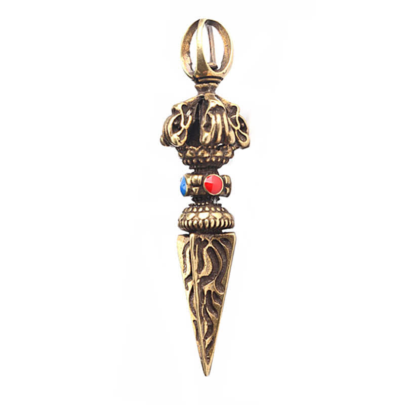 KarmaRipple's Pentagram Eye of God Feather Hamsa Bronze Balancing Pendant Necklace Pendulum p17
