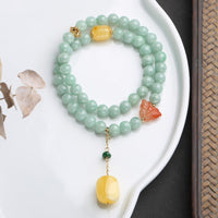 KarmaRipple's 925 Sterling Silver Authentic Jade Amber Butterfly Fortune Abundance Bracelet