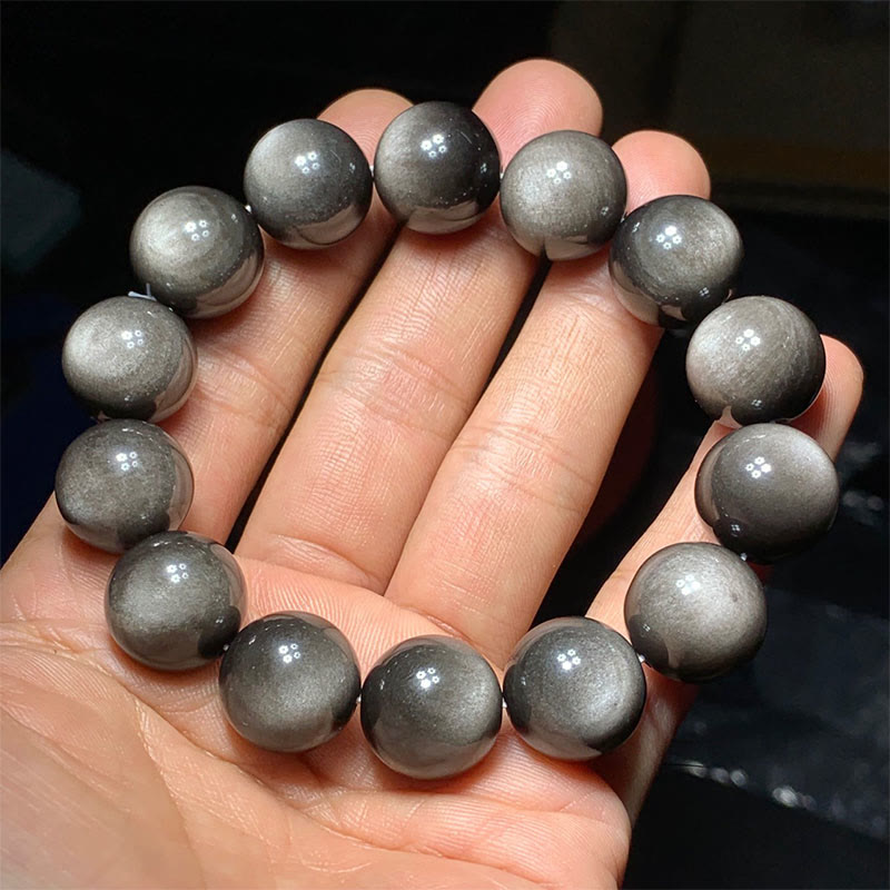 KarmaRipple's Authentic Silver Sheen Obsidian Soothing Protection Bracelet p19