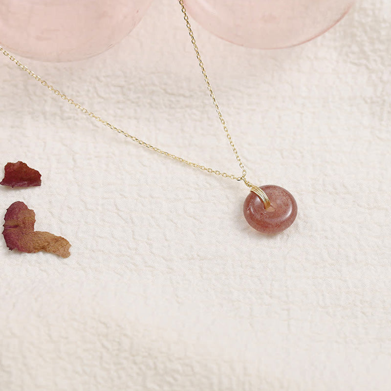 KarmaRipple's 925 Sterling Silver Strawberry Quartz Balancing Positive Pendant p15