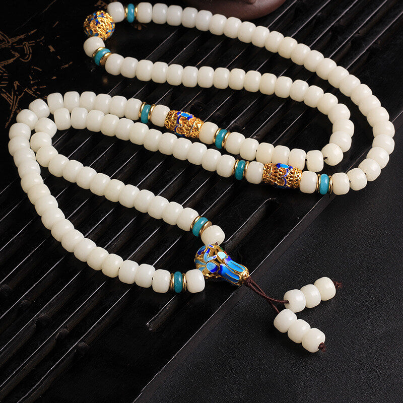 KarmaRipple's Authentic Ivory Bodhi Seed Mala 108 Beadwork Wealth Bracelet p5