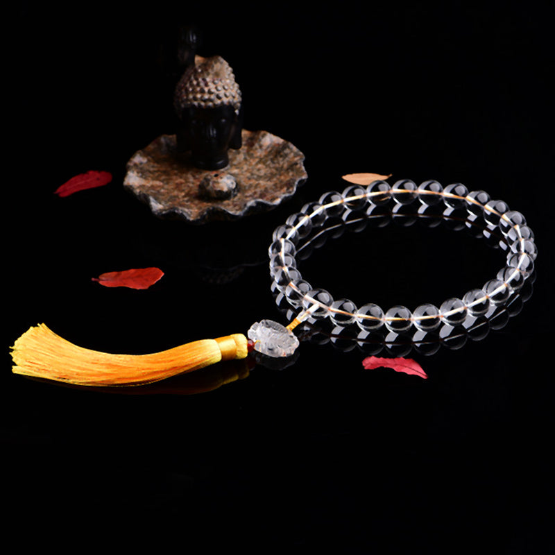 KarmaRipple's Authentic Ivory Gemstone Lotus Wrist Mala Meditation Tassels Pocket Mala Car Decoration p3