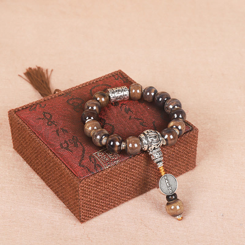KarmaRipple's Tibet Om Mani Padme Hum Prayer Wheel Dorje Vajra Engraved Glass Bead Wisdom Bracelet p14