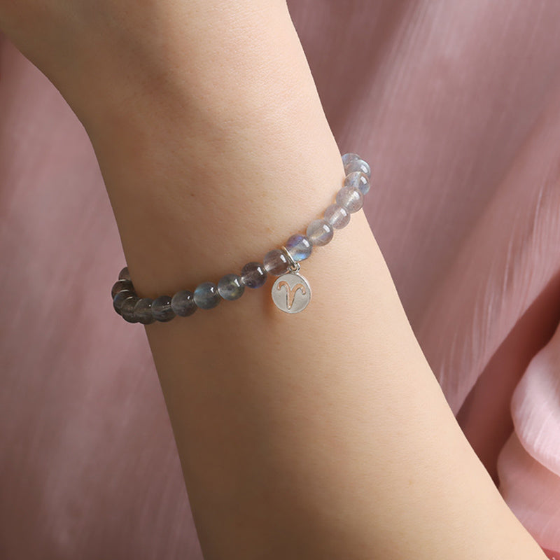 KarmaRipple's 12 Constellations of the Zodiac Moonstone Charming Bracelet p14