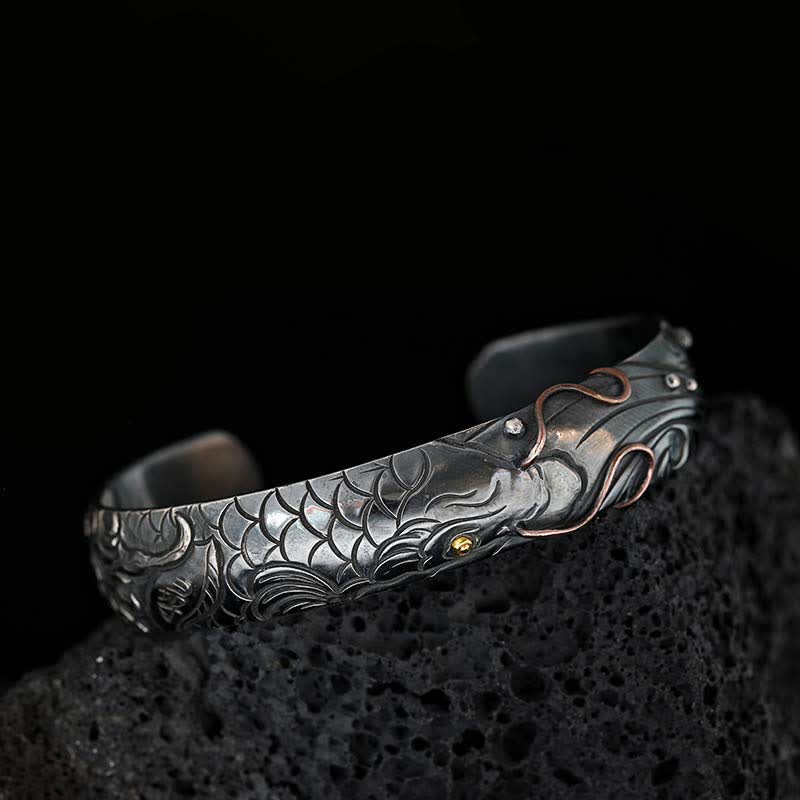 KarmaRipple's 999 Sterling Silver 990 Gold Koi Fish Fortune Wealth Success Bracelet Bangle p15