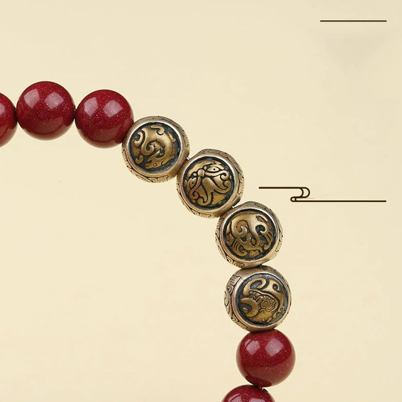 KarmaRipple's 925 Sterling Silver Authentic Cinnabar Four Beasts Blessing Bracelet p15