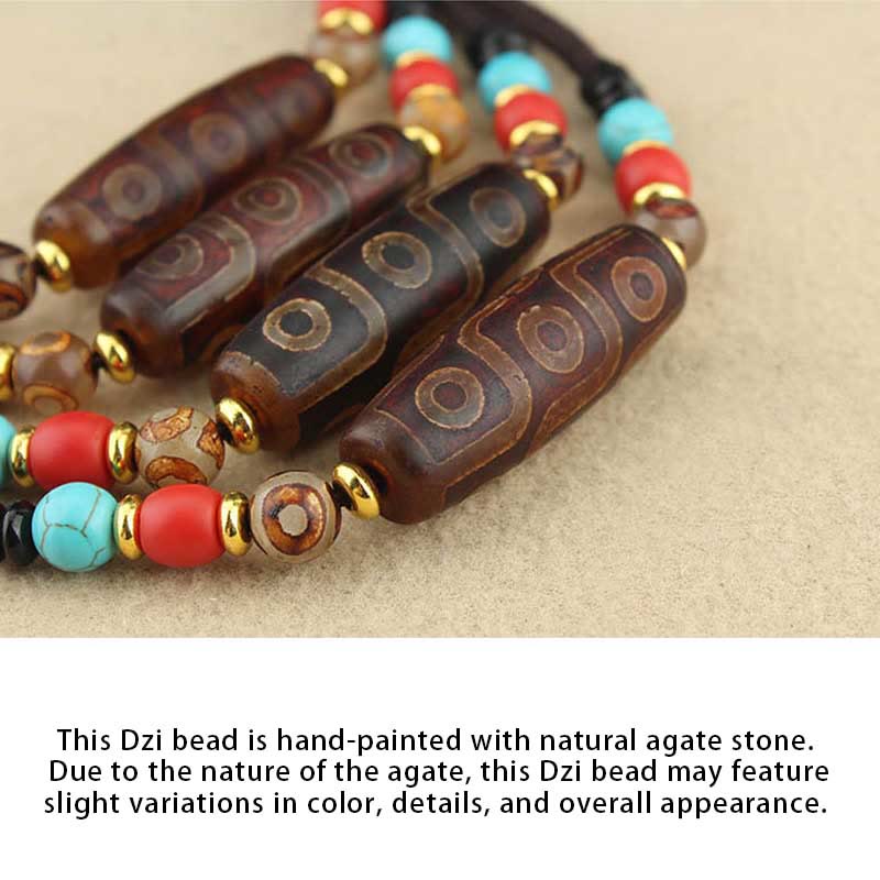 KarmaRipple's Tibetan Nine-Eye Dzi Bead Three-eyed Dzi Bead Protection String Necklaces Necklace p5