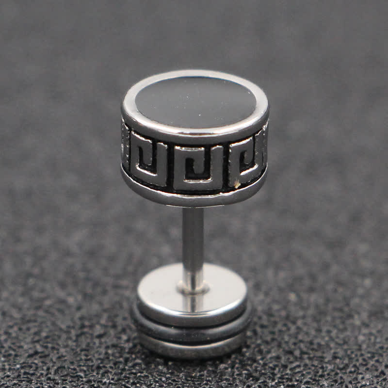 KarmaRipple's Cool Men Titanium Steel Balance Round Stud Earrings p15