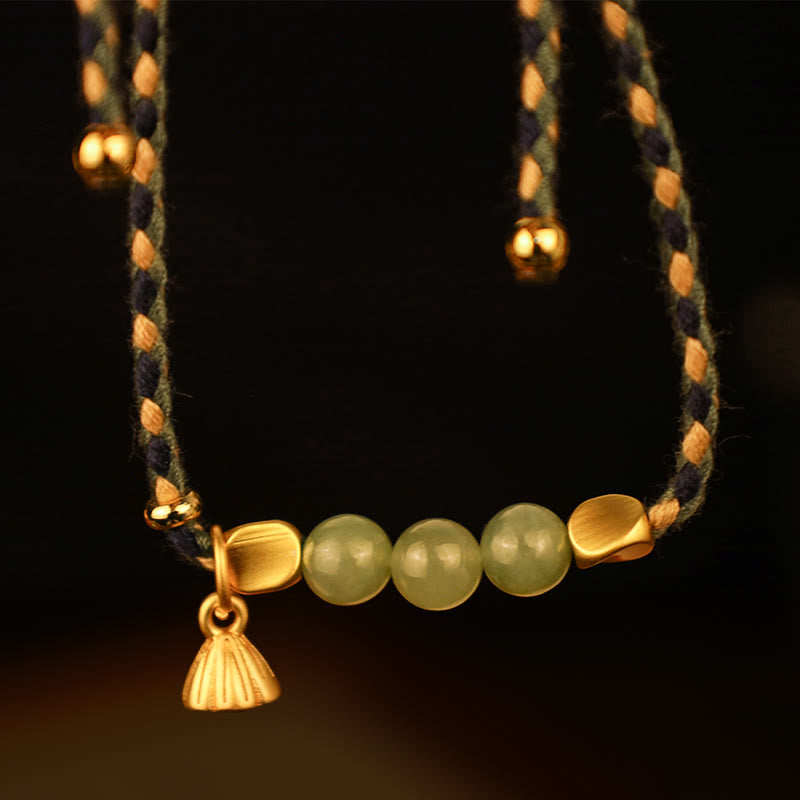 KarmaRipple's Handcrafted Hetian Jade Lotus Talisman Fortune Woven Bracelet p6