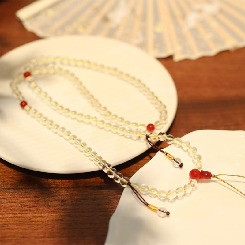 KarmaRipple's 108 Mala Beadwork 925 Sterling Silver Authentic Ivory Agate Red Agate Quadruple Wrap Protection Bracelet p2