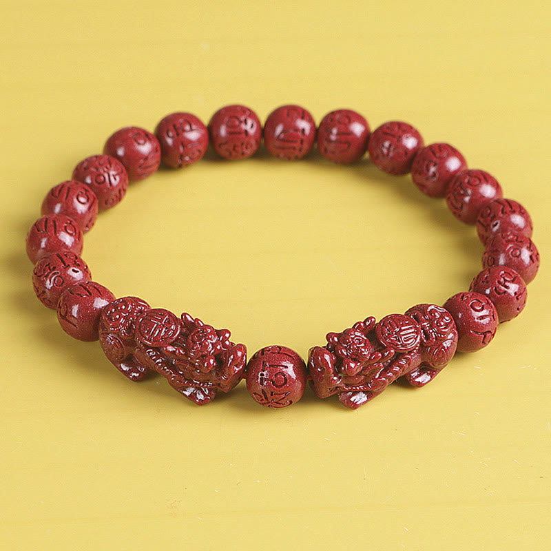 KarmaRipple's Authentic Double PiXiu Cinnabar Om Mani Padme Hum Wealth Fortune Bead Bracelet p1
