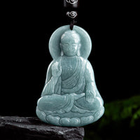 KarmaRipple's Amitabha Buddha Authentic Jade Lotus Amulet Compassion String Pendant Necklace