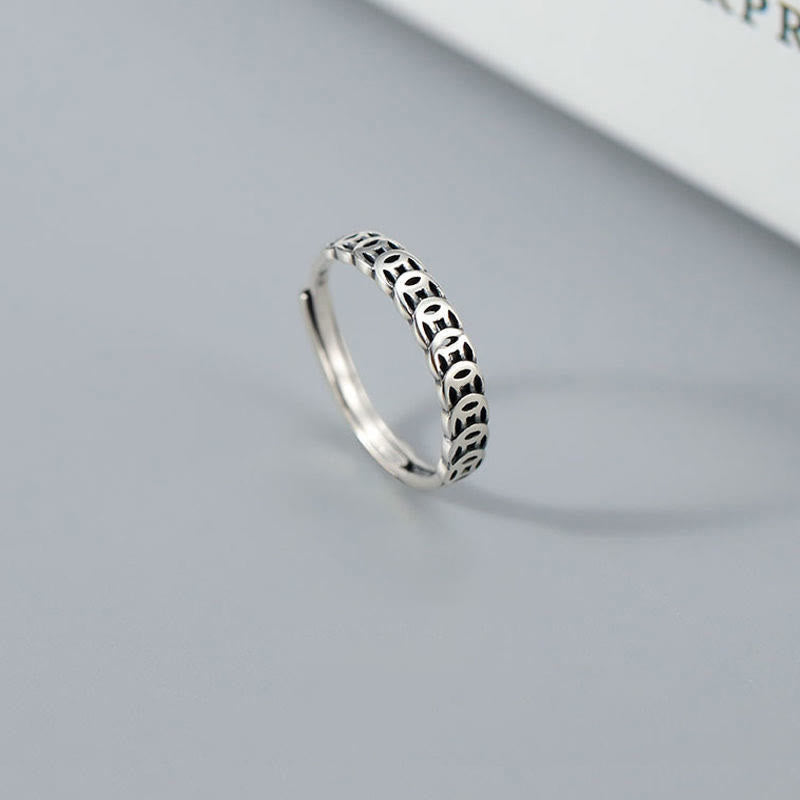 KarmaRipple's Vintage Bronze Coin Design Fortune Adjustable Ring p12