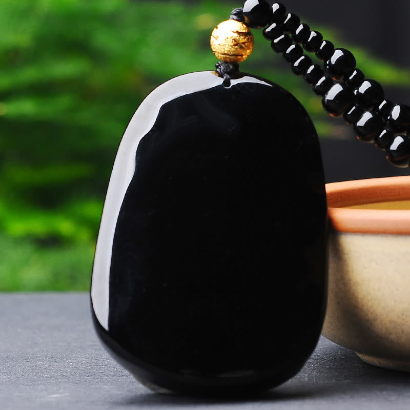 KarmaRipple's 18k Gold-plated Dragon Obsidian Fortunate Necklace Pendant p4