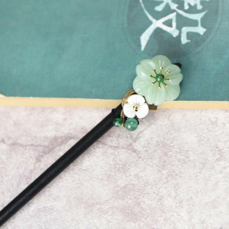 KarmaRipple's Green Aventurine Flower Agate Positivity Hairpin Decoration p4