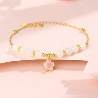 KarmaRipple's 925 Sterling Silver Hetian Ivory Jade Cherry Blossom Protection Bracelet