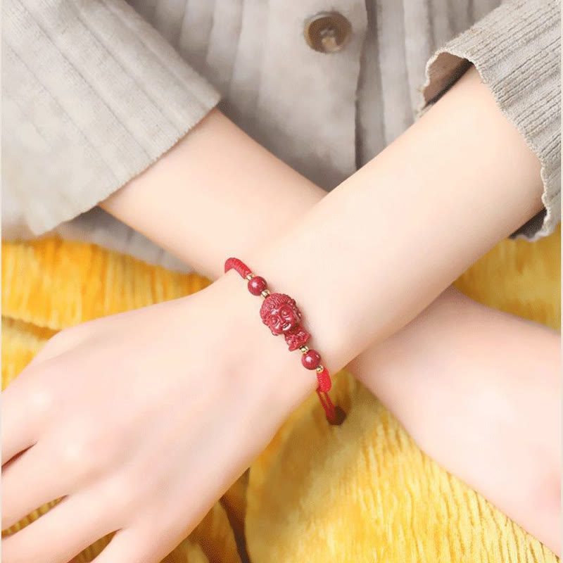 KarmaRipple's Chinese Zodiac Natal Buddha Cinnabar Amulet Blessing String Bracelet p18