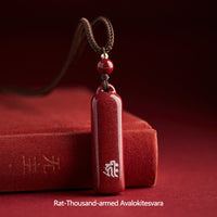 KarmaRipple's Chinese Zodiac Natal Buddha Cinnabar Amulet Protection String Pendant Necklace