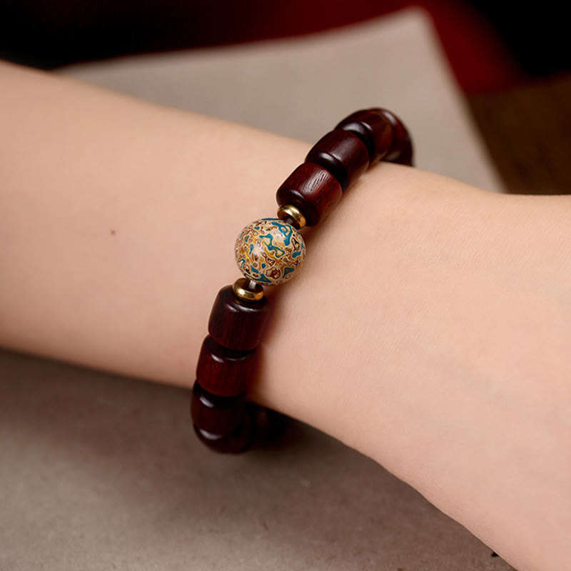 KarmaRipple's Authentic Green Sandalwood Small Leaf Red Sandalwood Lacquer Bead Peace Bracelet p9