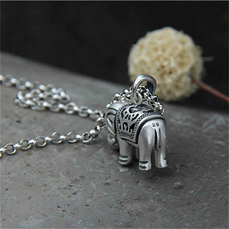 KarmaRipple's 990 Sterling Silver Elephant Strength Pendant Necklace p5